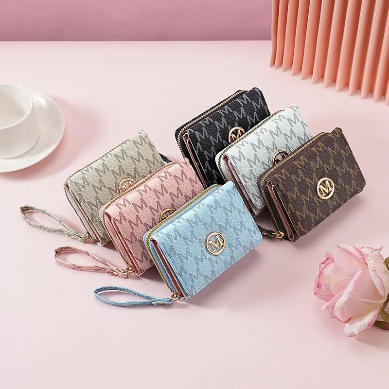 Women Bags Daily Use - Threefold Zipper Wallet with Letter Pattern,