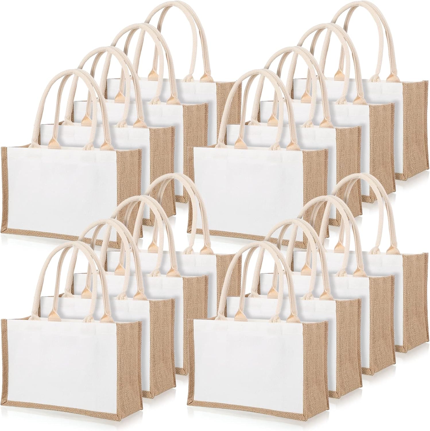Women Bags For Eid - 16 Pack Burlap Tote Bags Jute