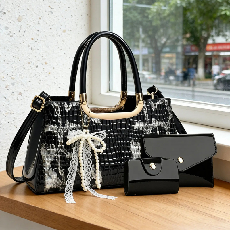 Clutch Bag Evening - Women's Handbag Set, Crocodile Pattern Evening