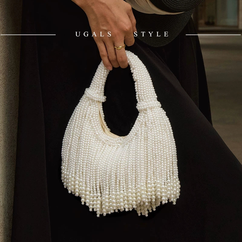 Clutch Bag Evening - Design Handle Pearl Evening Clutch Bag