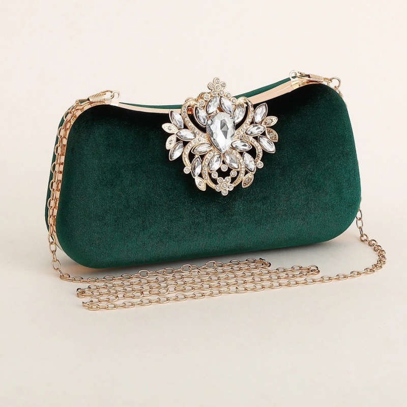 Dark Green Velvet Clutch Bag L - Clutch Bag Evening ulasan dan harga
