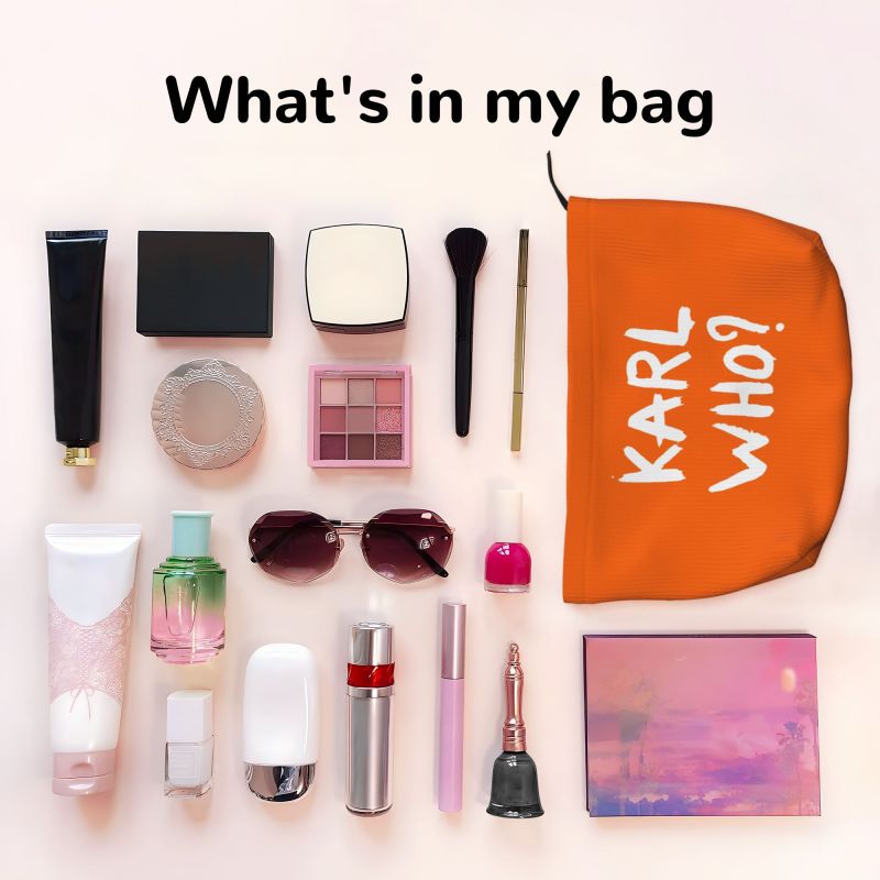 Karl Who Slogan Makeup Bag for - Women'S Karl Bags ulasan dan harga