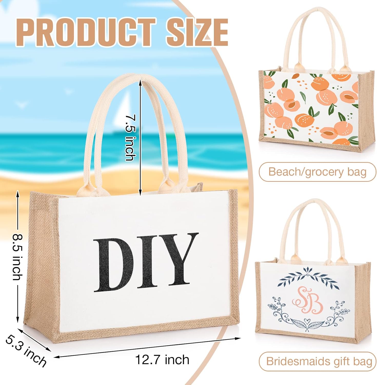 16 Pack Burlap Tote Bags Jute  - Women Bags For Eid ulasan dan harga