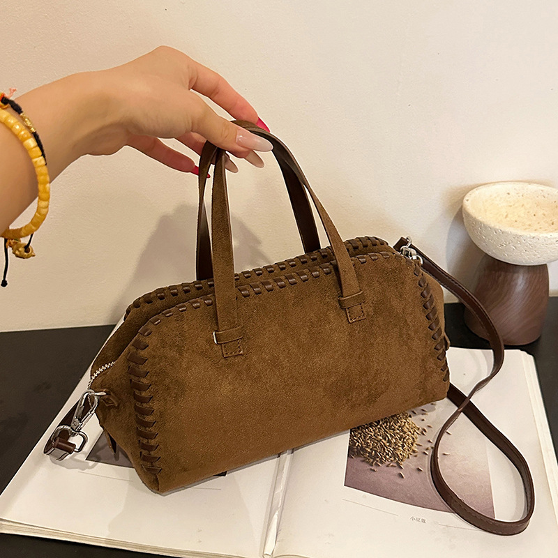 Frosted Faux Suede Boston Bowl - Women Bags And Purses ulasan dan harga