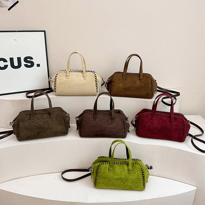 Frosted Faux Suede Boston Bowl - Women Bags And Purses ulasan dan harga