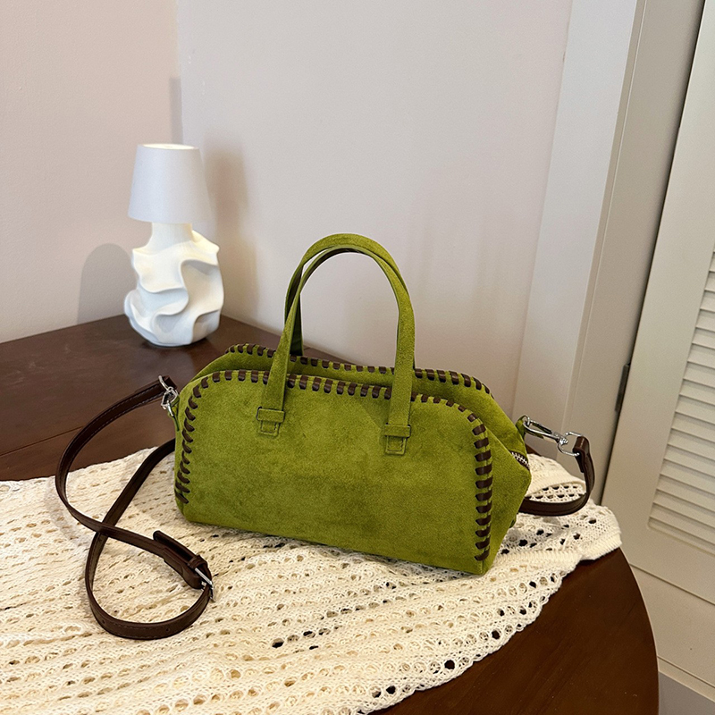 Frosted Faux Suede Boston Bowl - Women Bags And Purses ulasan dan harga