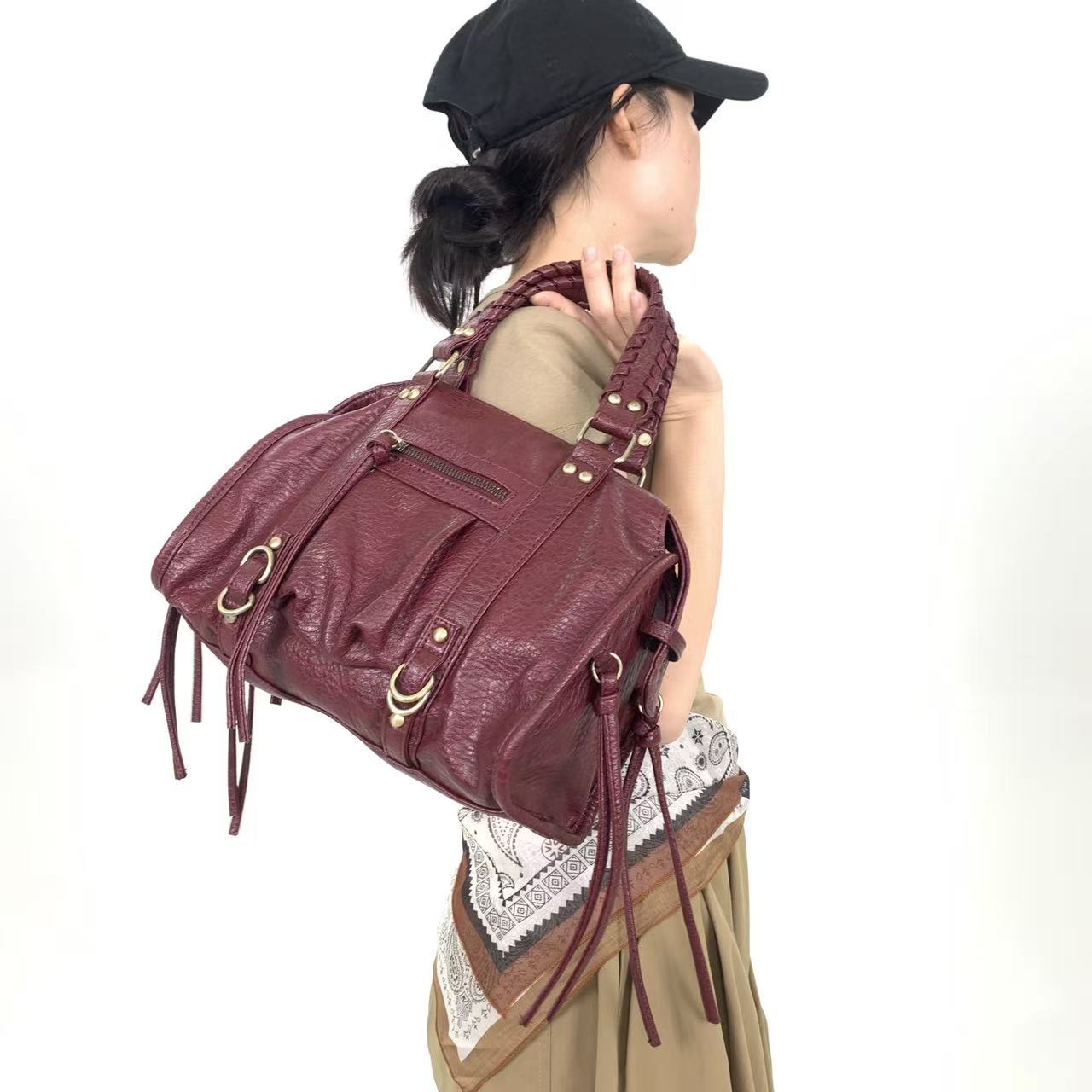 Ladies' retro motorcycle handb - Women Bags Polene ulasan dan harga