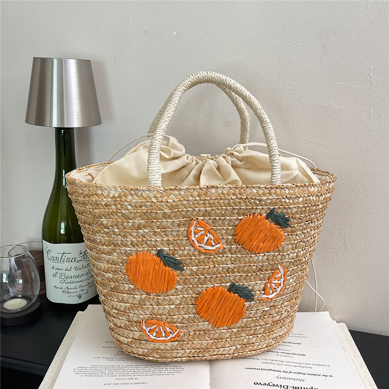 New Straw Fruit Embroidery Str - Women Bags Discount ulasan dan harga