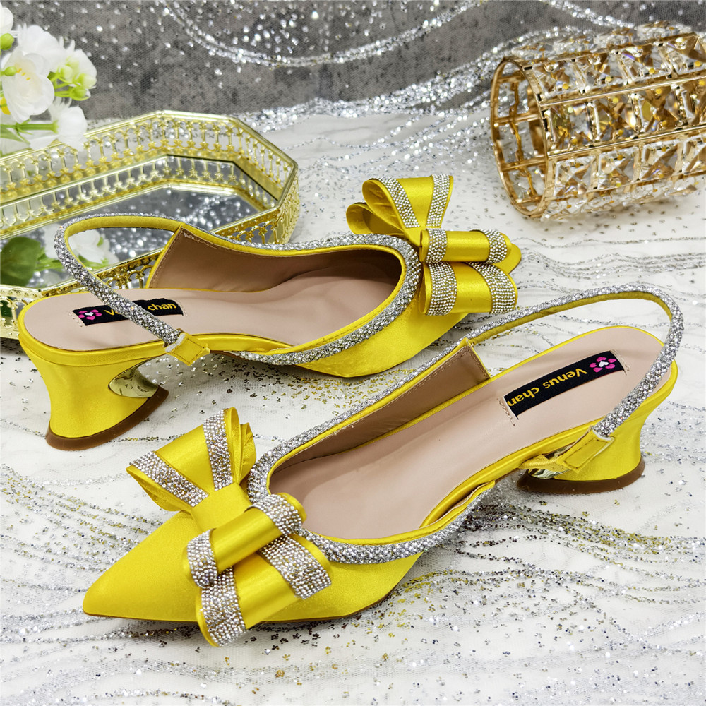 Elegant Yellow Satin Rhineston - Clutch Bag Evening ulasan dan harga