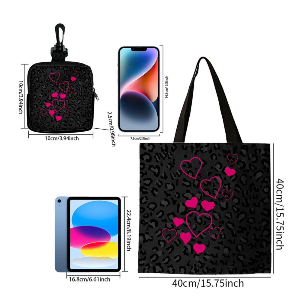 Black Leopard Print Pink Heart - Women Bags And Purses ulasan dan harga